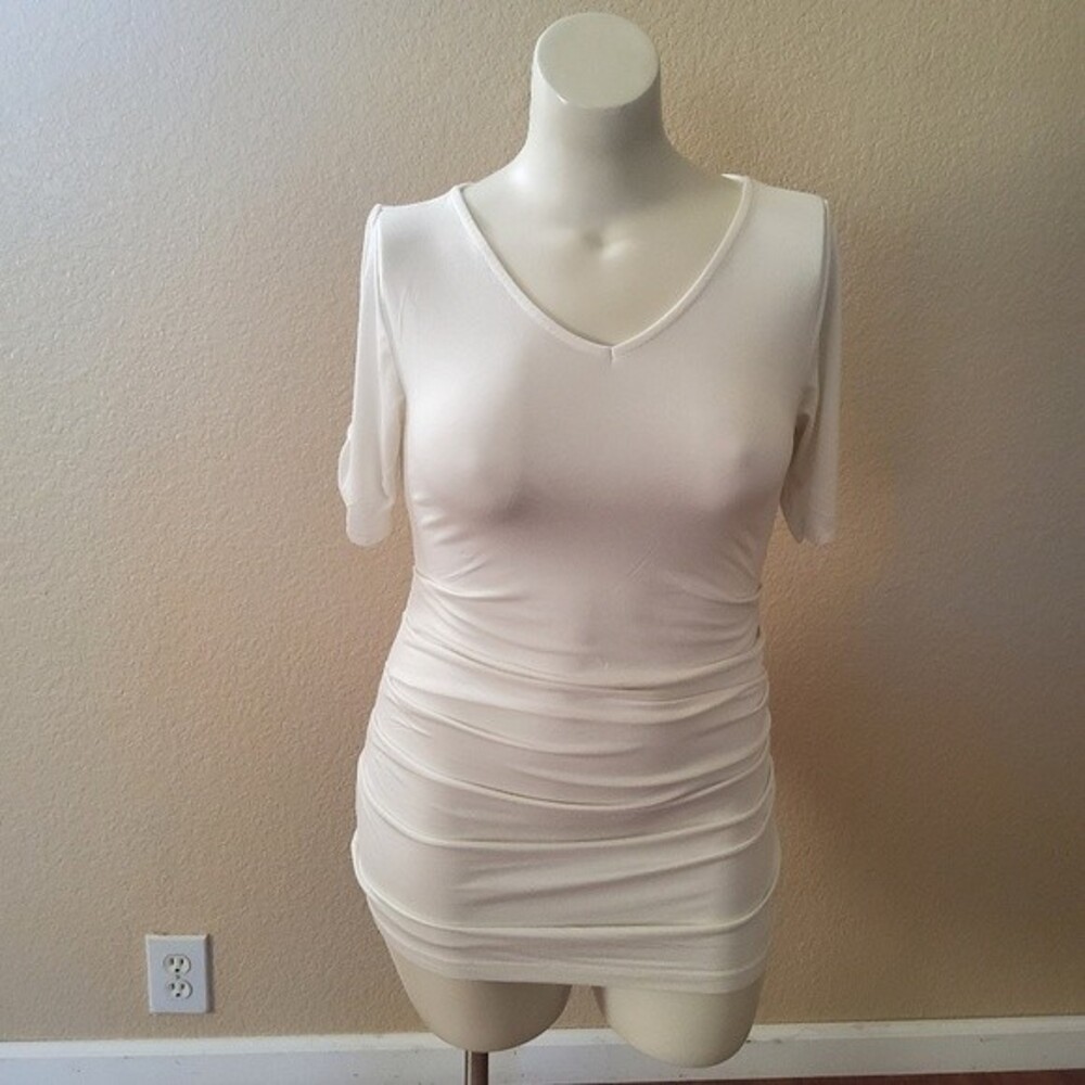 Soft Surroundings Ruched Knit Top M White - Picture 1 of 6